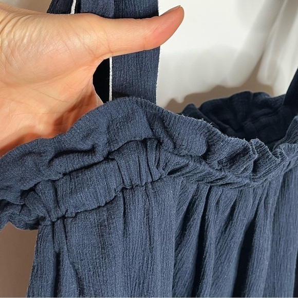 LULUS Swingin' It Navy Blue Tie-Strap Tiered Babydoll Dress Size Small - Picture 5 of 9